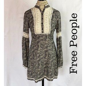 Free People Gray Floral Dress